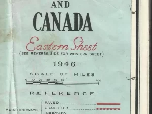 Map Indicating Main Automobile Roads Between United States and Canada – 1946