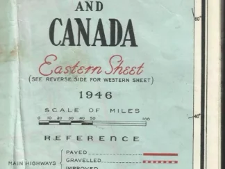 Map Indicating Main Automobile Roads Between United States and Canada - 1946