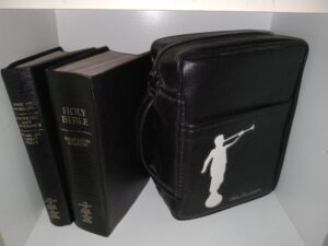 2, Black Vinyl Books of LDS Scripture w/ a Black Leather Carrying Case (1988, 1987)