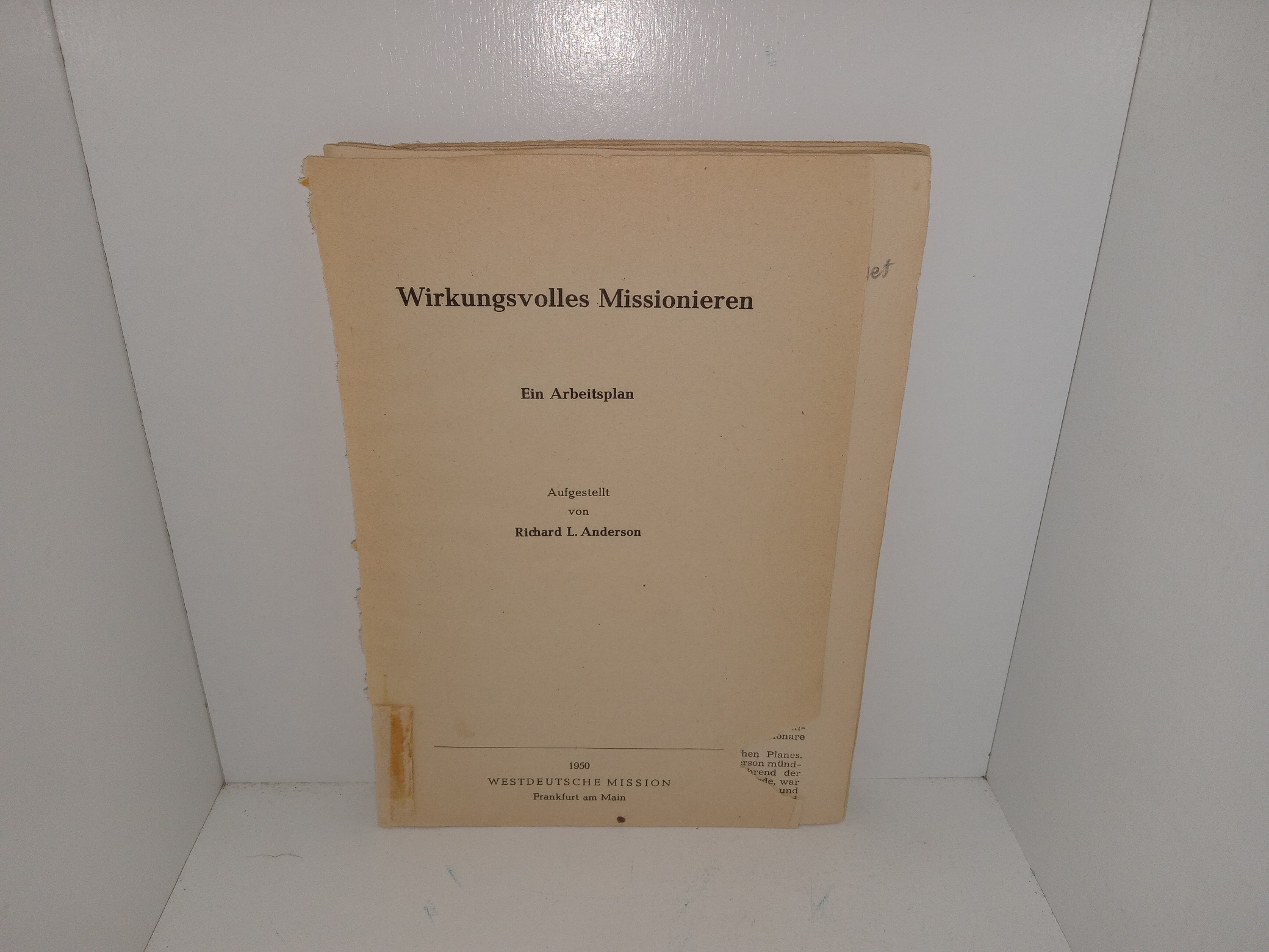 Wirkungsvolles Missionieren: Ein Arbeitslplan (German: Effective Missionary Work: A Work Plan) (Pamphlet) (1950) ~ by Richard L. Anderson