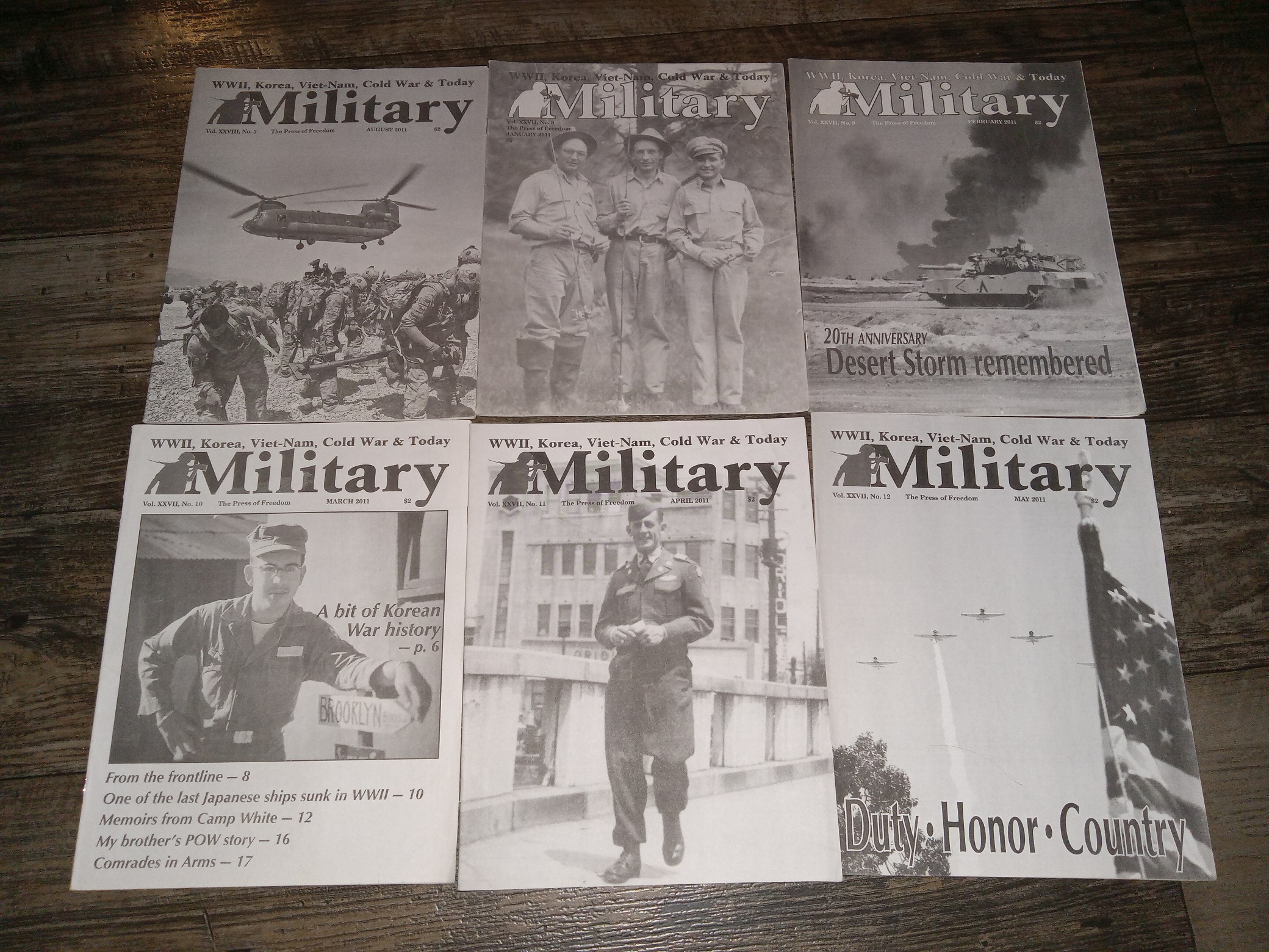 6 Issues of Military: WWII, Korea, Viet-Nam, Cold War & Today from the Year 2011
