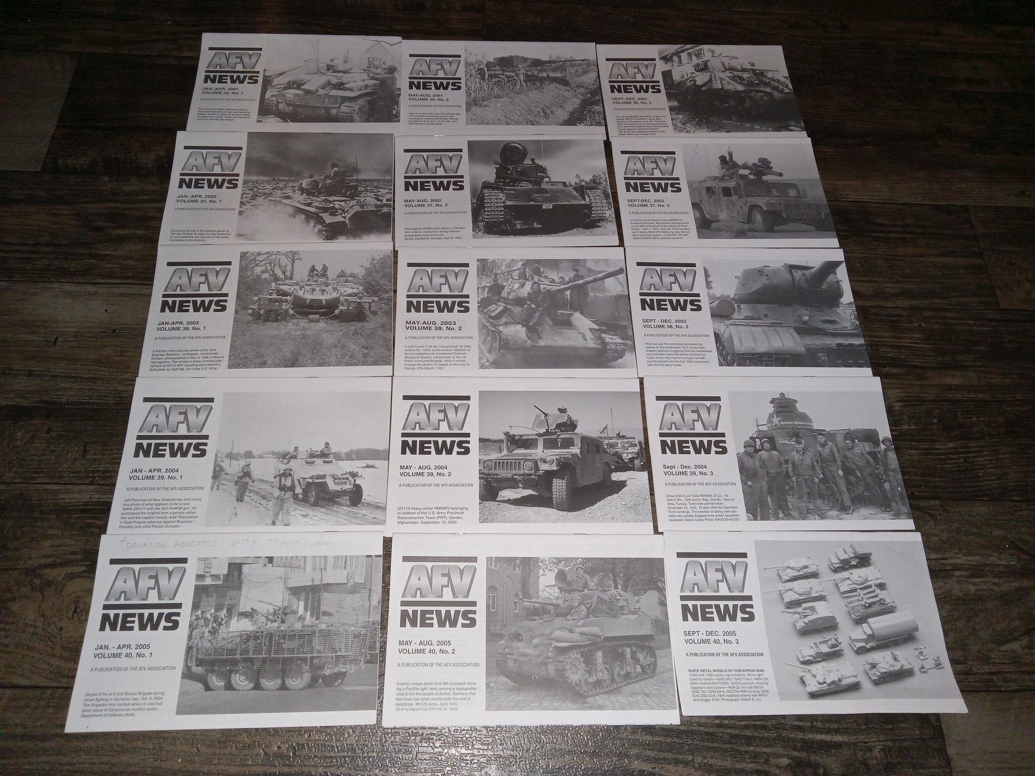 15 Issues of AFV News from 2001-2005