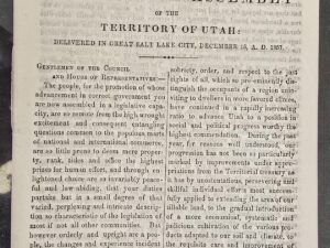 1857 — Governor’s Message To The Legislative Assembly of the Territory of Utah — Brigham Young