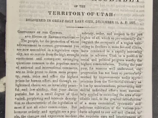 1857 --- Governor's Message To The Legislative Assembly of the Territory of Utah --- Brigham Young