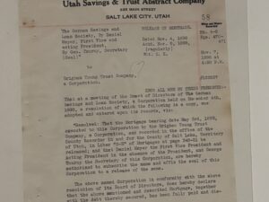 Release of Mortgage certificate presented to the Brigham Young Trust Company November 5, 1898