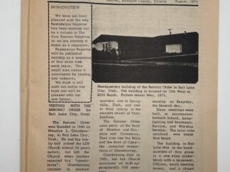 Restoration Reporter Vol.4, No.1, — Nauvoo, Hancock County, Illinois, — August, 1975 — Is the World Coming to An End?