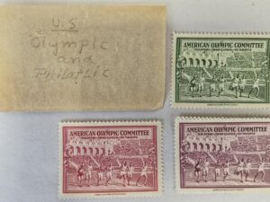 3 American Olympic Committee Stamps in Tiny Envelope