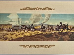 Golden Spike Centennial 1869 – 1969 — Envelope with Folder, which Includes 4 Color-Etched Prints on Silver Foil