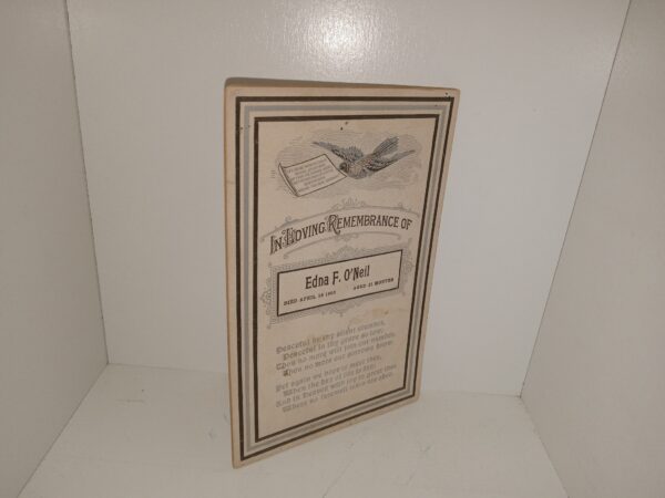 In Loving Remembrance of Edna F. O’Neil: Died April 15 1905, Aged 21 Months Funeral Card (1905)