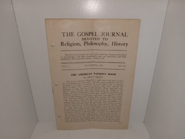 The Gospel journal Devoted to Religion, Philosophy, History: Vol. 1, No. 10, November, 1935 (Pamphlet) --- Rare LDS / Mormon Item