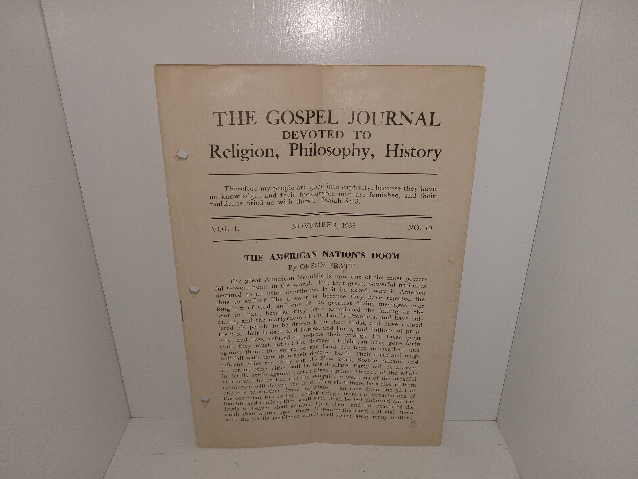 The Gospel journal Devoted to Religion, Philosophy, History: Vol. 1, No. 10, November, 1935 (Pamphlet) (1935)