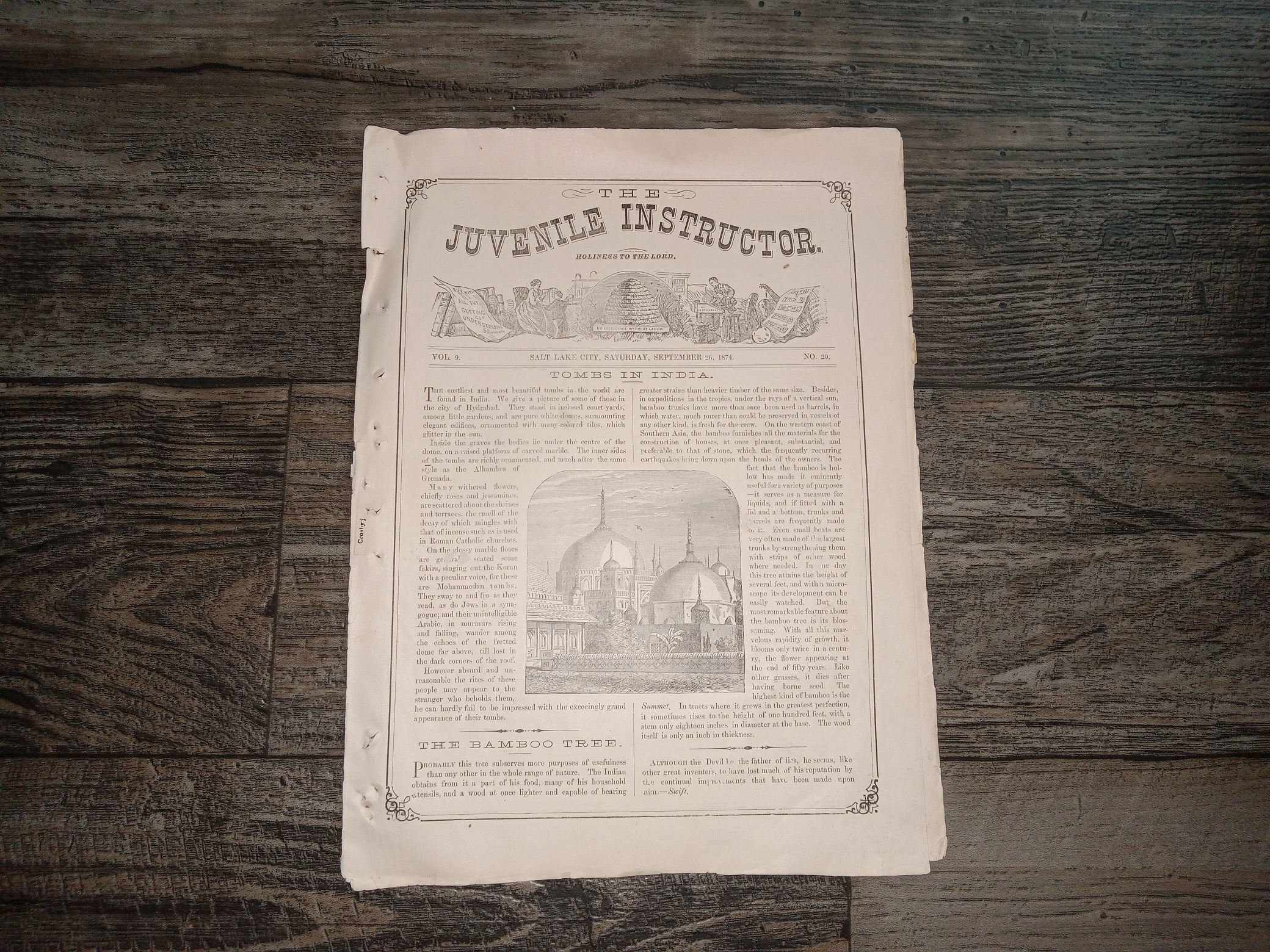 The Juvenile Instructor: Vol. 9, No. 20, Salt Lake City, Saturday, September 26, 1874 (1874)