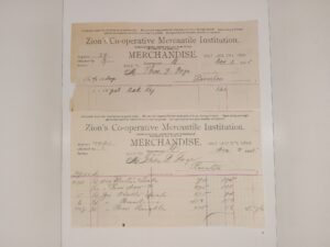 2 Antique ZCMI Receipts (Dated 1895)