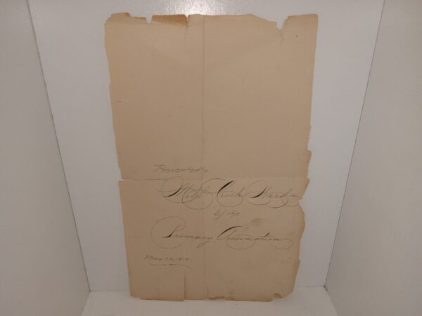 Single Page with Unique LDS Inscription (From the Primary Association to the Mill Creek Ward (Dated May 22, 1910)