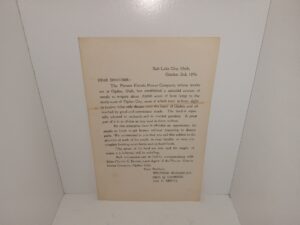 Rare 1 Page Item by The First Presidency (1896)