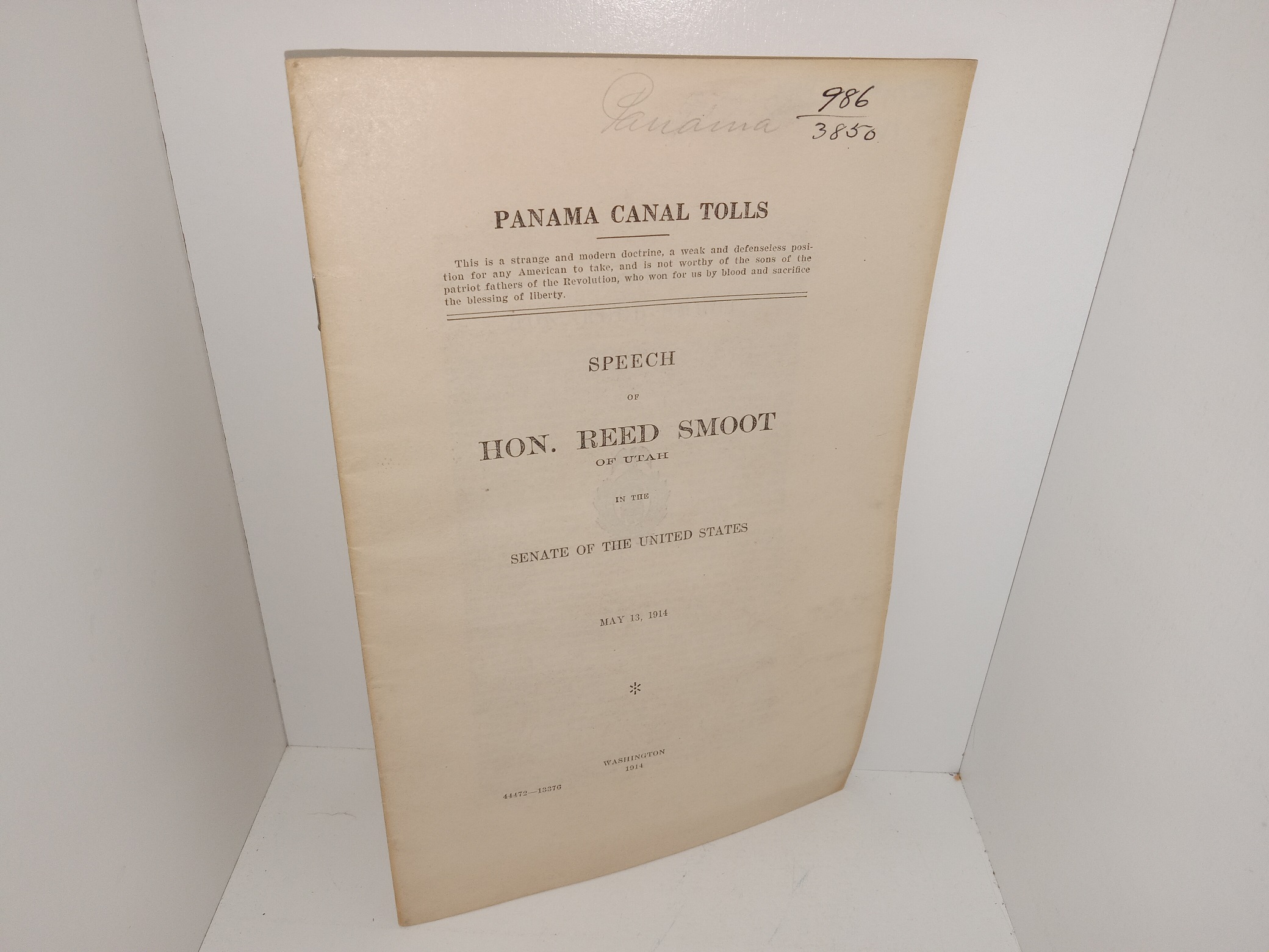 Panama Canal Tolls: Speech of Hon. Reed Smoot of Utah in the Senate of the United States: May 13, 1914 (1914)