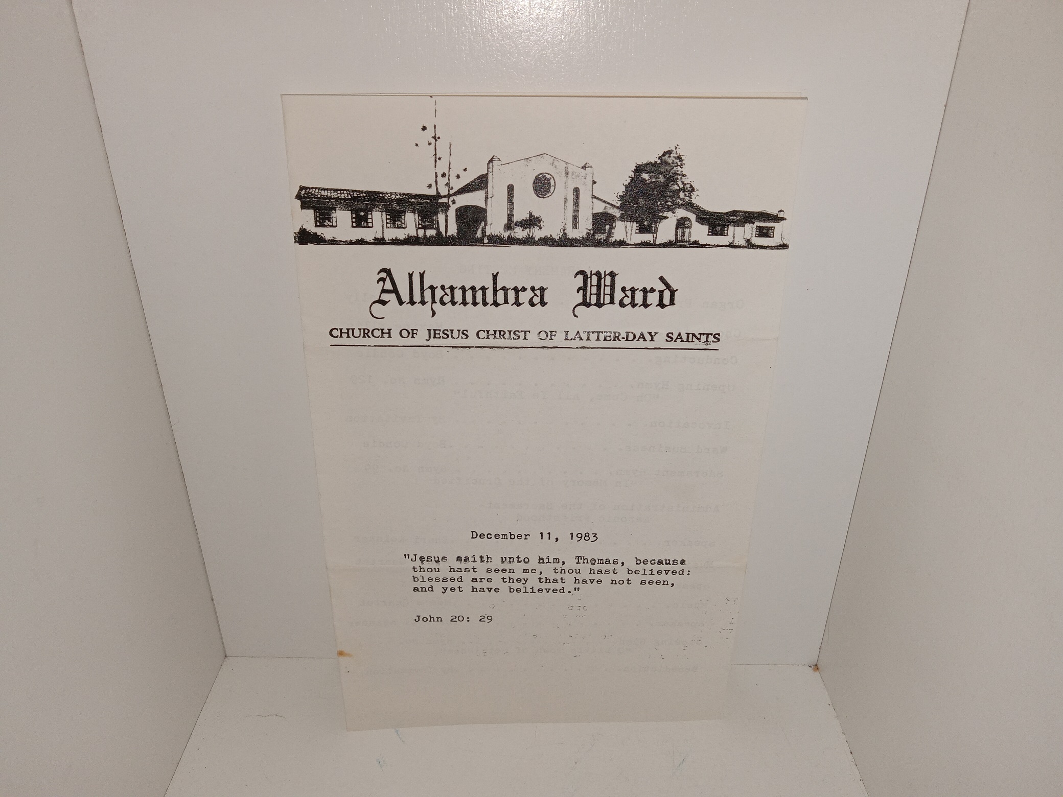 Alhambra Ward: Church of Jesus Christ of Latter-day Saints, December 11, 1983 (Pamphlet) (Program) (1983)