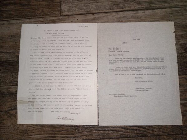 The Story of the First Known Temple Work for the Blood Indians (2 Letters, one to and the Other From Eva Mary Rowe Salway) (1960)