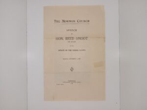 The Mormon Church: Speech of Hon. Reed Smoot of Utah in the Senate of the United States: Tuesday, November 11, 1919 (Pamphlet) (1919) ~ Unknown Author