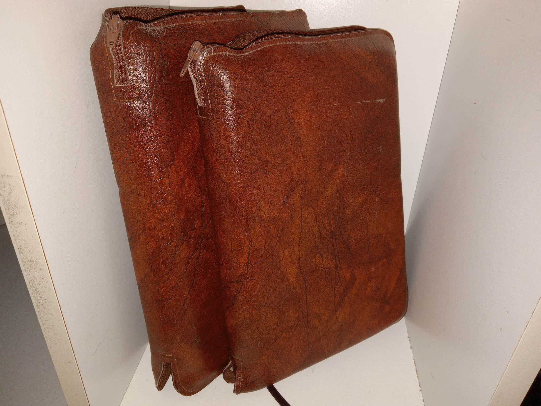 2 Brown Leather, LDS Items w/ Zipper Cases: Holy Bible: Ready References Concordance/Triple Combination (See Details)