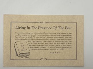 Living in the Presence of the Best quote card by Hugh B. Brown