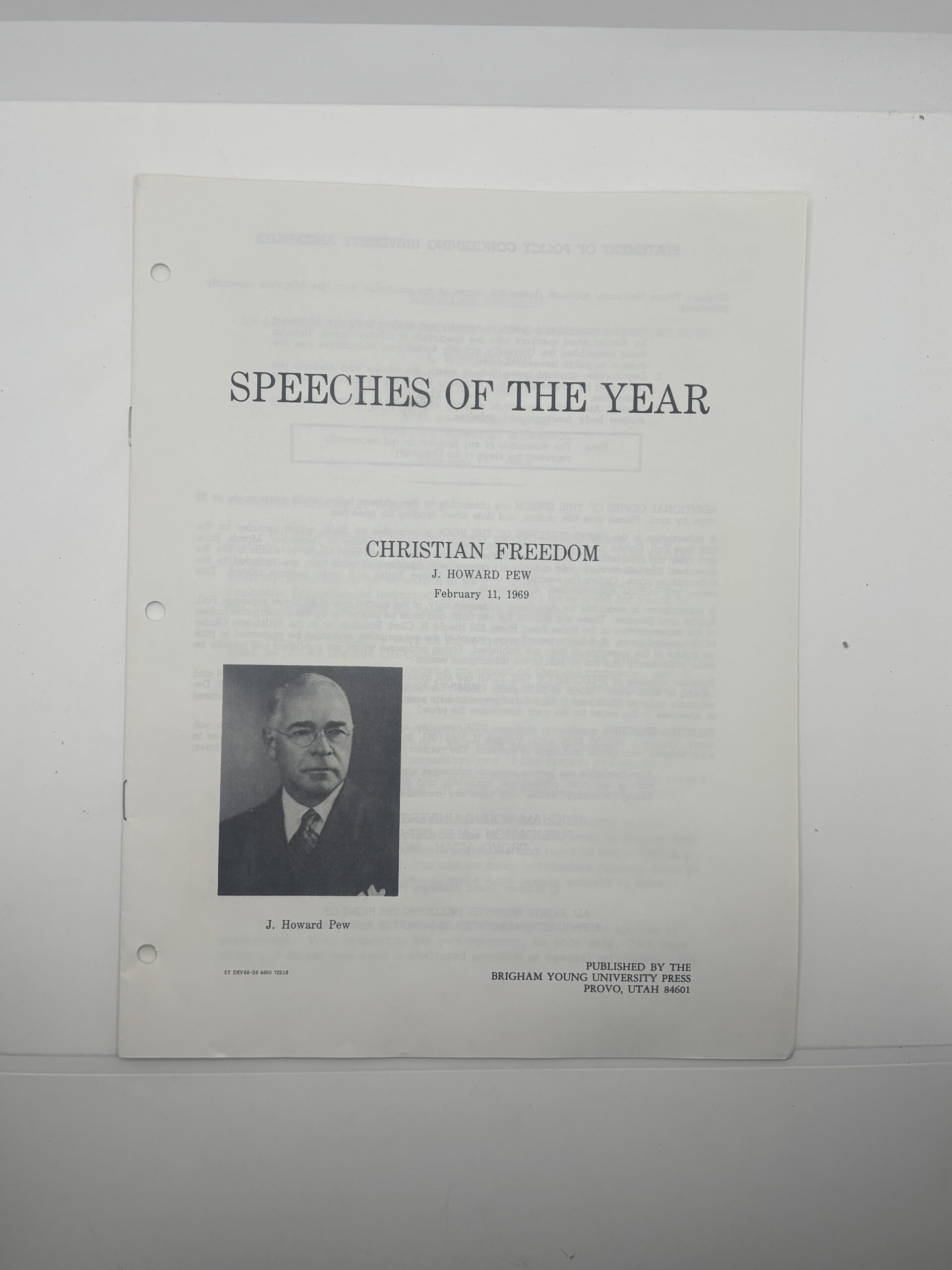 Speeches of the Year: Christian Freedom – February 11, 1969 by J. Howard Pew