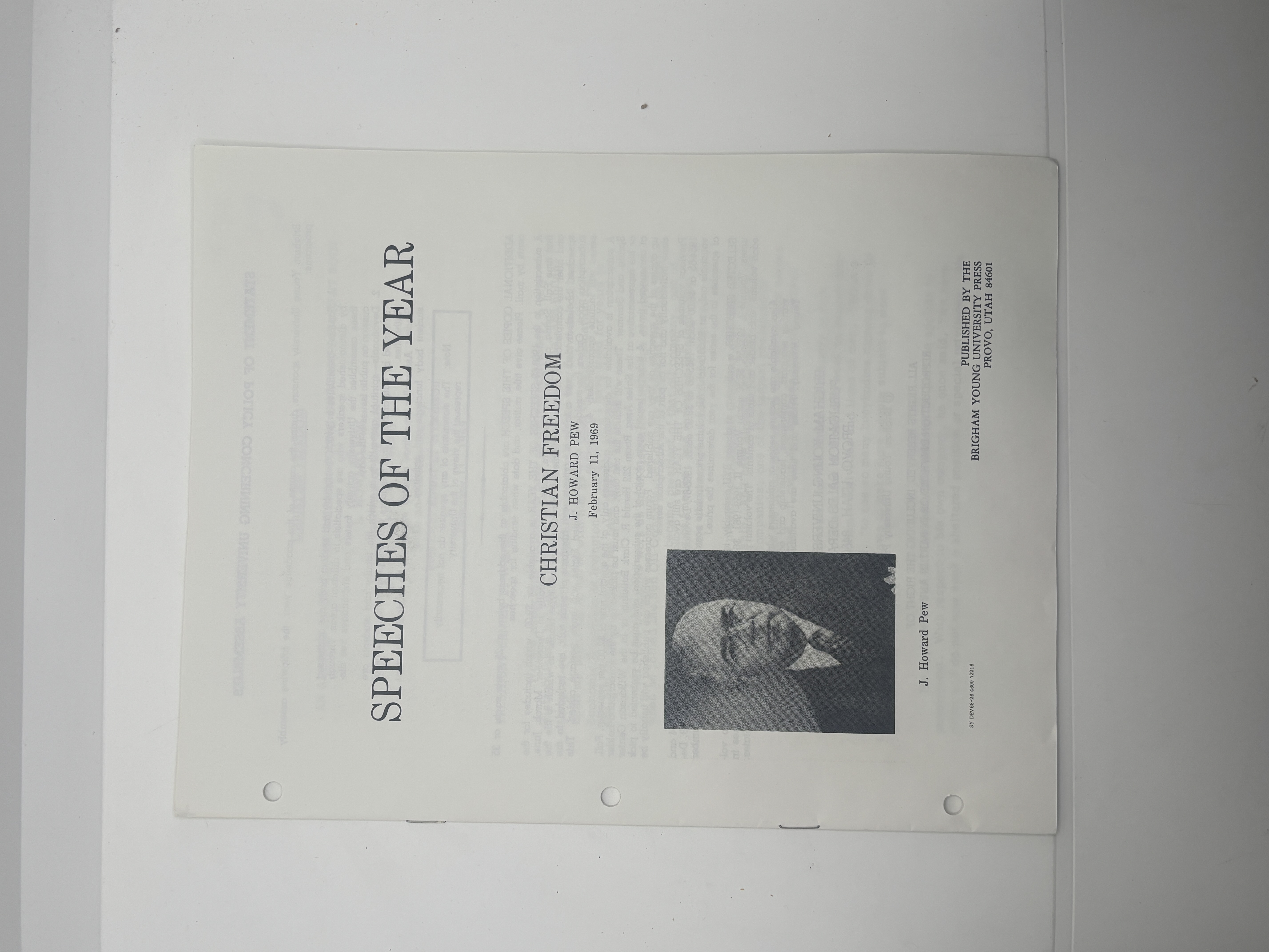Speeches of the Year: Christian Freedom – February 11, 1969 by J. Howard Pew
