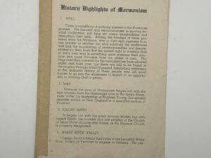 Historic Highlights of Mormonism pamphlet