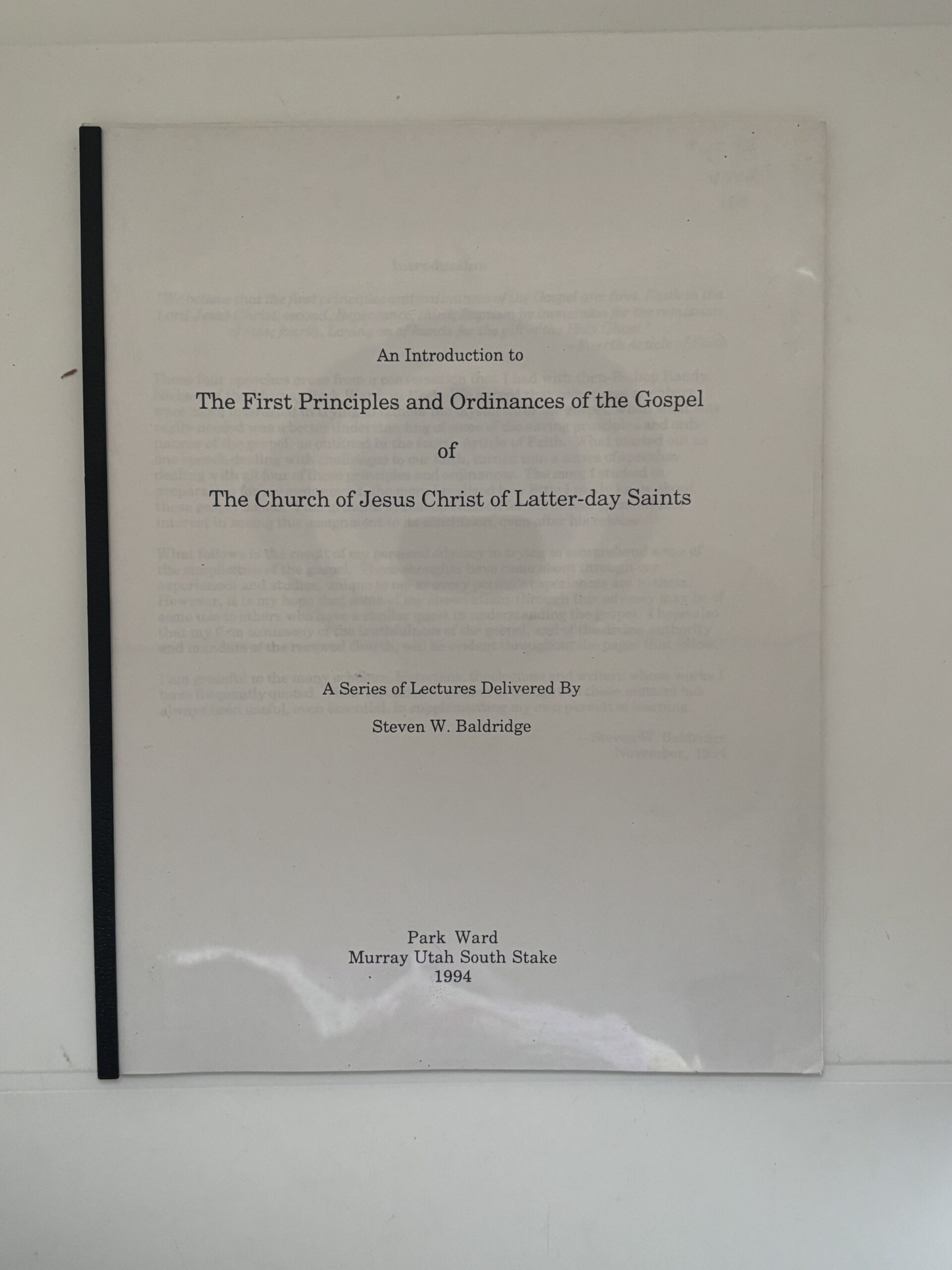 An Introduction to the First Principles and Ordinances of the Gospel (1994)