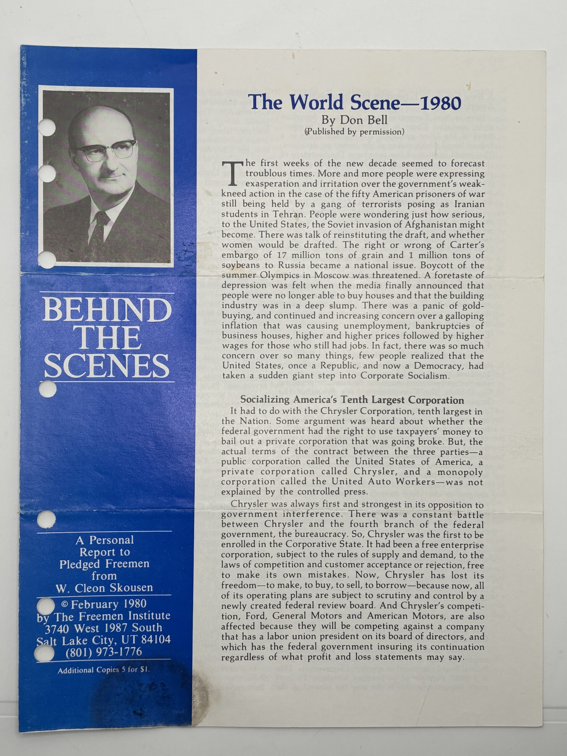 Behind the Scenes – “The World Scene – 1980” February, 1980 by W Cleon Skousen