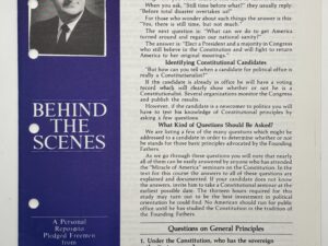 Behind the Scenes – “101 Constitutional Questions to Ask Candidates” 1980 by W Cleon Skousen