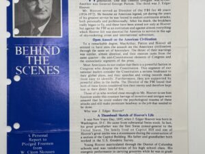 Behind the Scenes – “J. Edgar Hoover – As I knew Him” November, 1979 by W Cleon Skousen
