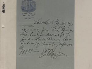 Receipt on Hotel Utah Stationary