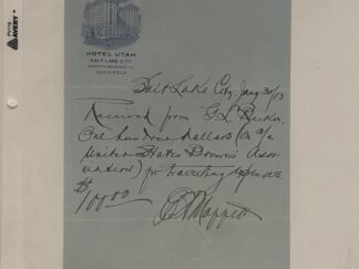 Receipt on Hotel Utah Stationary