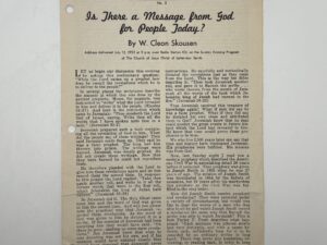 KSL Radio New Light on Old Problems #2 “Is There a Message from God for People Today?” by W. Cleon Skousen July 13, 1952