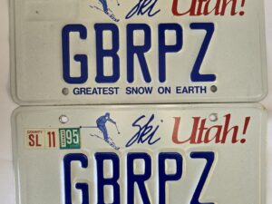 Matching Pair of Utah License Plates — Very Good Condition