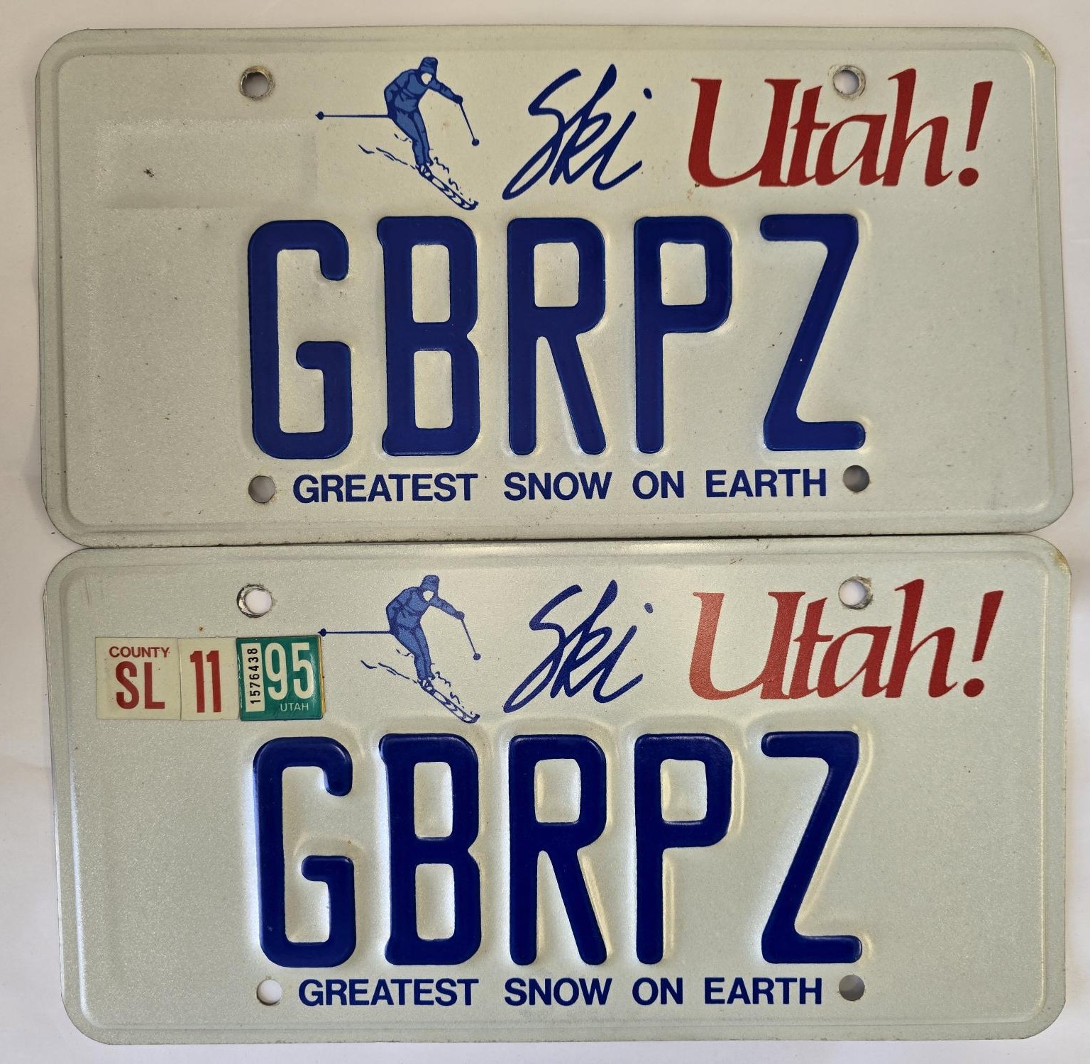 Matching Pair of Utah License Plates — Very Good Condition