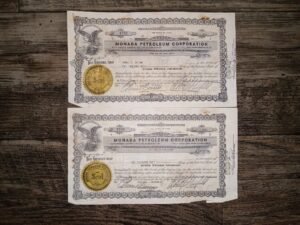 2 Monada Petroleum Corporation Stock Certificates (Dated October 19, 1969)