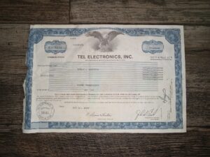 Tel Electronics, Inc. Stock Certificate (Dated Oct. 17, 1988)