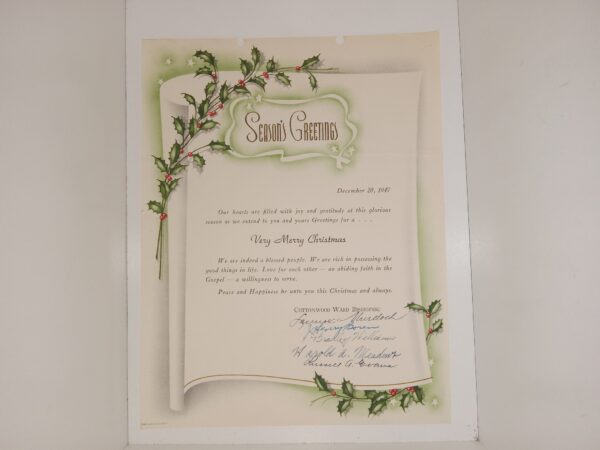 Old LDS Christmas Letter from the Cottonwood Ward Bishopric (Dated December 20, 1947)