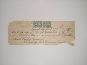 Check from 1900 Kansas City, MO National Bank of Commerce