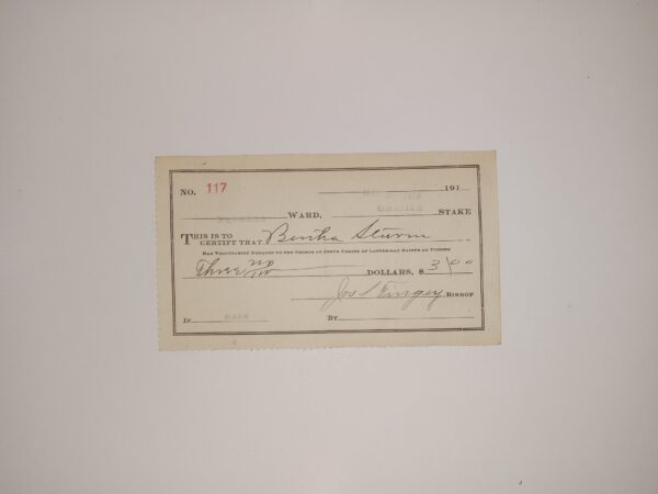 Mormon Note (Dated 1918)