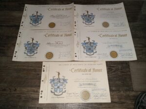 5 Certificates of Honor for Various Persons (Dates Range from 1961-1965)