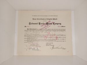 Trust Certificate of Capital Stock of the Richmond-Eureka Mining Company (Dated 1907)