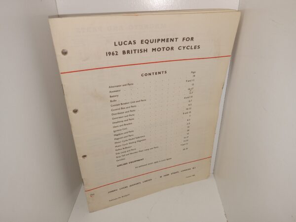 Lucas Equipment for 1962 British Motor Cycles (1962)