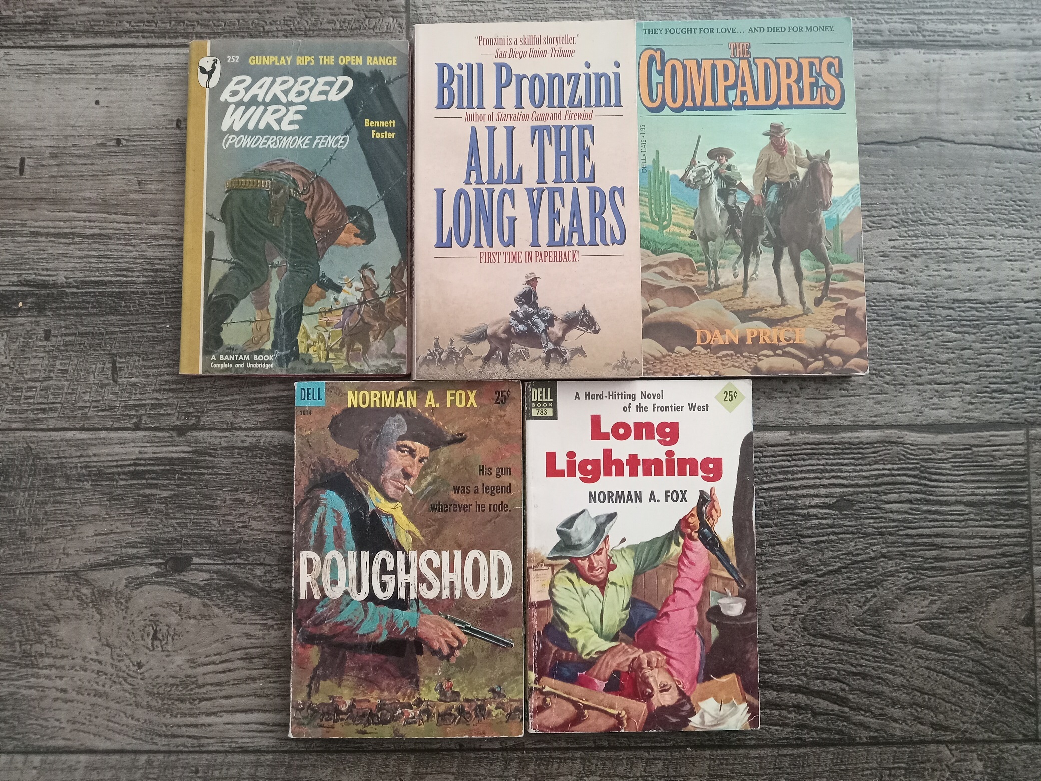 5 Western Novels: Barbed Wire (Powdersmoke Fence) / All the Long Years / The Compadres / Roughshod / Long Lightning (See Details)