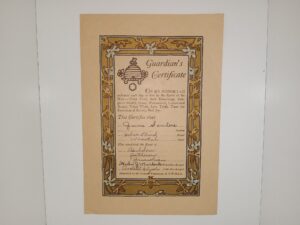 Guardian’s Certificate given to June Sanders (Unknown Date)