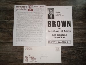 3 Pieces of Campaign Material for the Political Runnings of Laurel J. Brown, Democratic Candidate Secretary of State