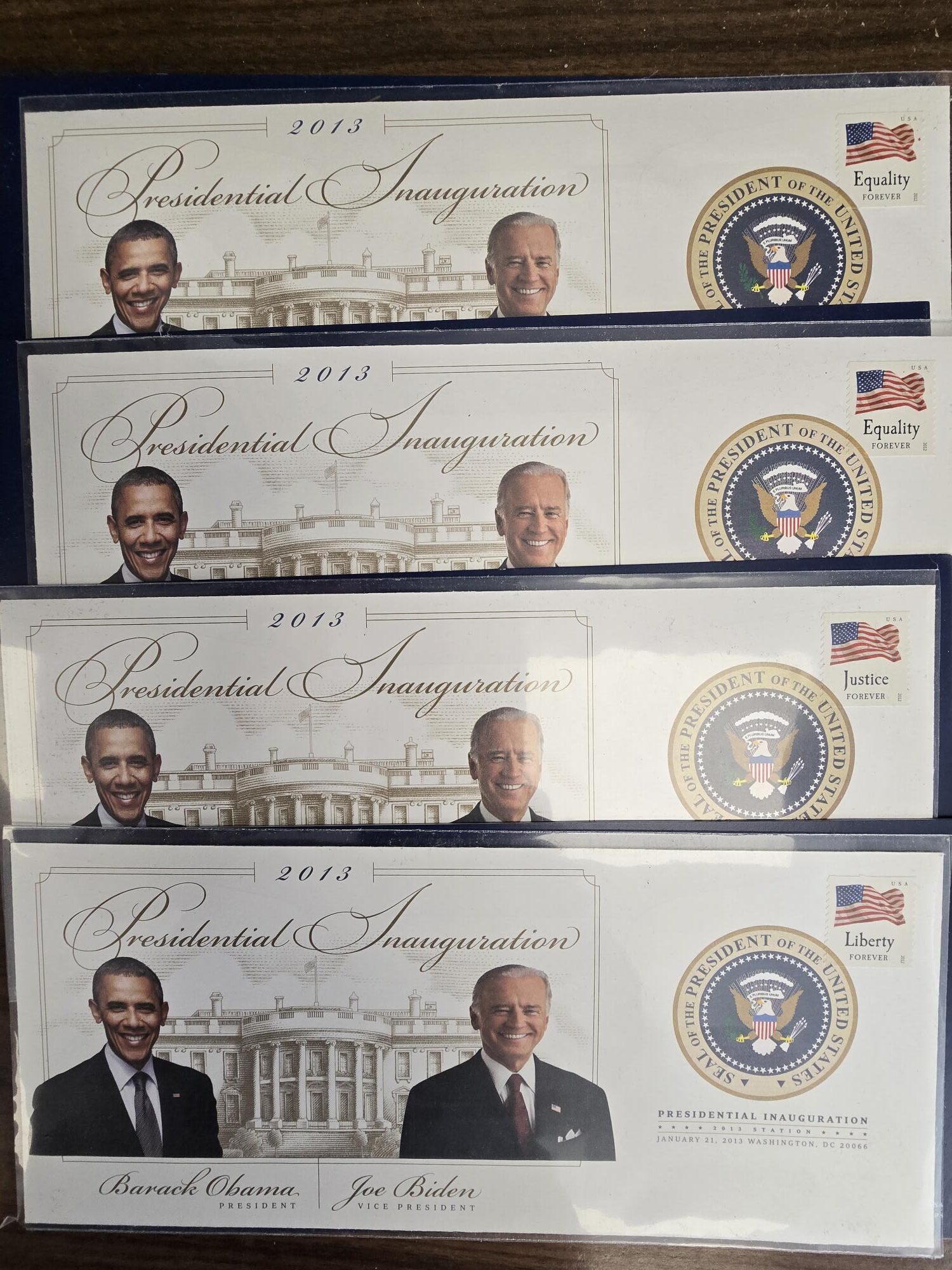 2013 Presidential Inauguration / Barack Obama / Joe Biden — 4 Envelopes with Stamps