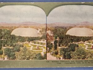 1898 — Cardboard Stereoview:  Mormon Tabernacle and Grounds, Salt Lake City